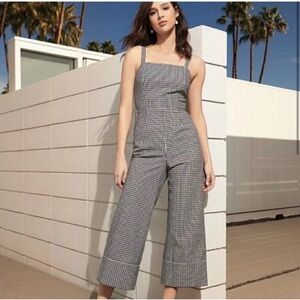 Gianni Bini Gingham Wide Leg Jumpsuit Bow Front Black & White Size 4 Cottagecore